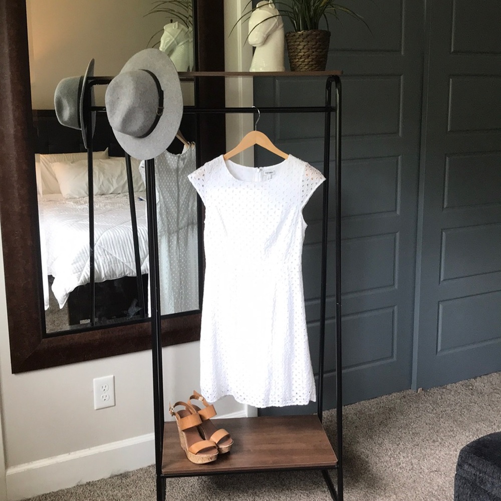 OLD NAVY white cotton eyelet dress LINED